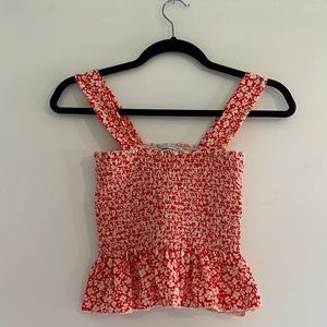 S, Urban Outfitters, Orange and cream floral tank top, like new, never worn.